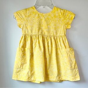 Hanna Andersson Yellow and White Floral Short Sleeve Babydoll Dress